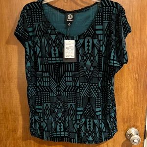 Flocked velour, short sleeved dress top new with tags